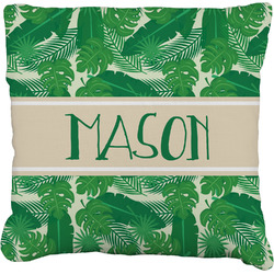 Tropical Leaves #2 Faux-Linen Throw Pillow 26" w/ Name or Text