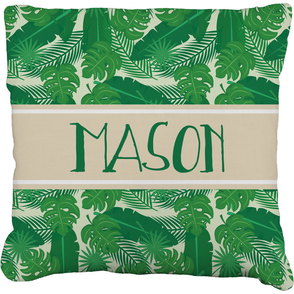 Custom Tropical Leaves #2 Faux-Linen Throw Pillow 26" w/ Name or Text