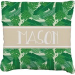 Tropical Leaves #2 Faux-Linen Throw Pillow (Personalized)