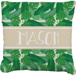 Tropical Leaves #2 Faux-Linen Throw Pillow (Personalized)