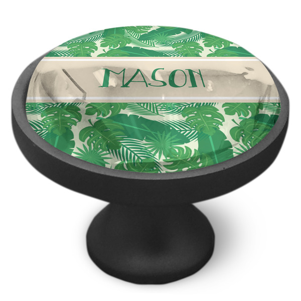 Tropical Leaves #2 Cabinet Knob - Black - Side