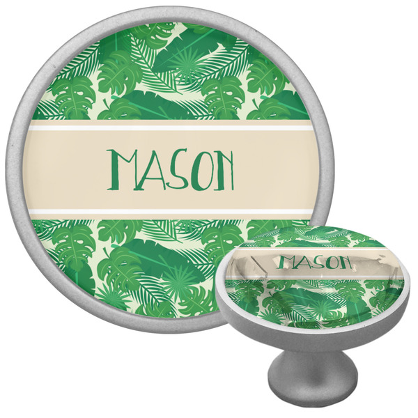 Custom Tropical Leaves #2 Cabinet Knob (Silver) (Personalized)