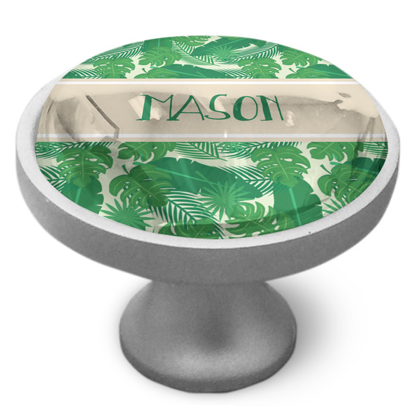 Tropical Leaves #2 Cabinet Knob - Nickel - Side