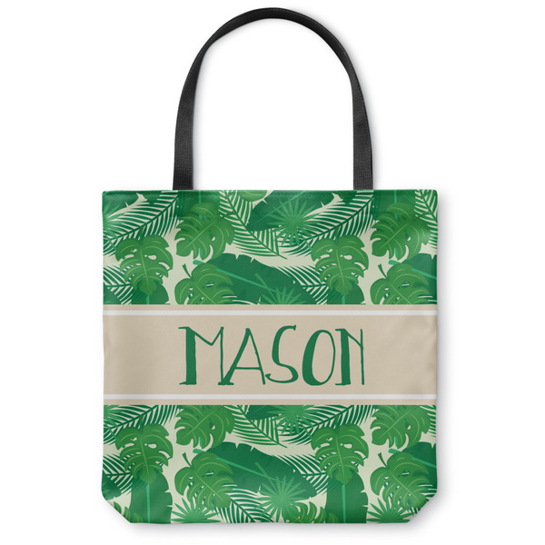 Custom Tropical Leaves #2 Canvas Tote Bag - Medium - 16"x16" w/ Name or Text