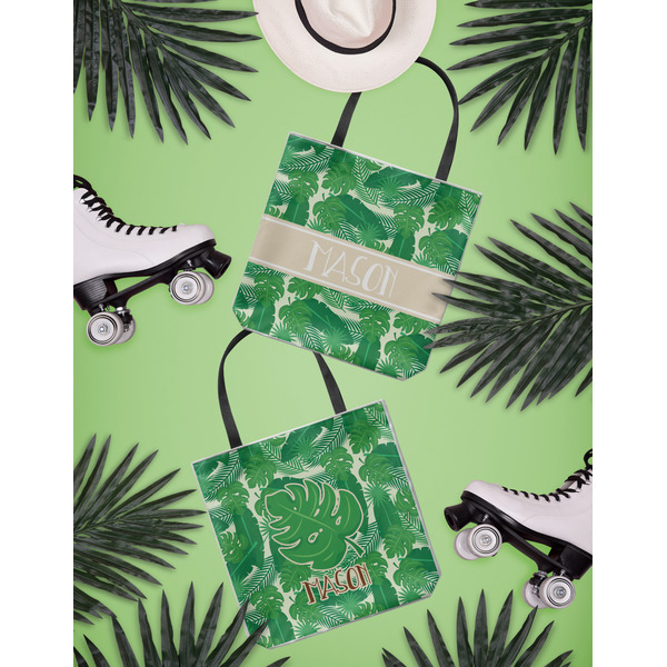 Tropical Leaves 2 Canvas Tote Lifestyle Front and Back- 13x13