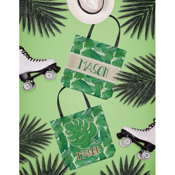 Tropical Leaves 2 Canvas Tote Lifestyle Front and Back