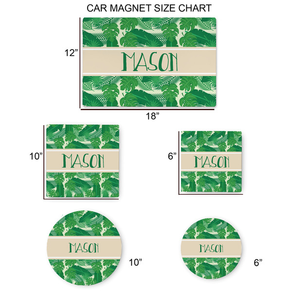 Tropical Leaves #2 Car Magnets - SIZE CHART