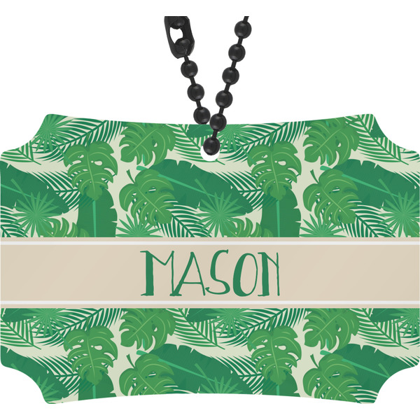 Custom Tropical Leaves #2 Rear View Mirror Ornament w/ Name or Text