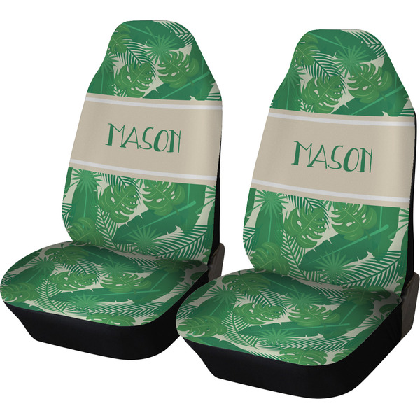 Custom Tropical Leaves #2 Car Seat Covers (Set of Two) w/ Name or Text