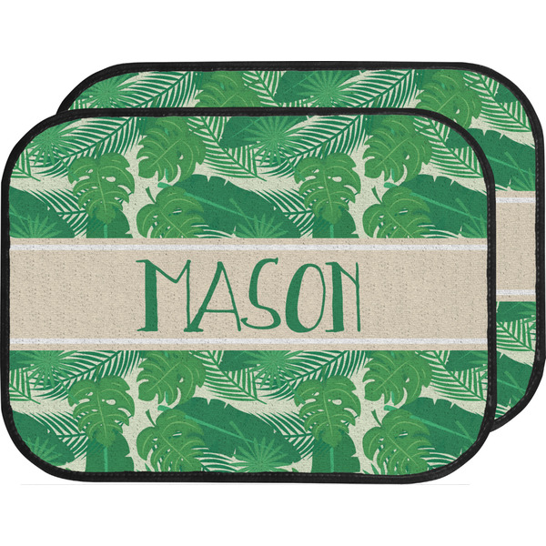 Custom Tropical Leaves #2 Car Floor Mats (Back Seat) w/ Name or Text