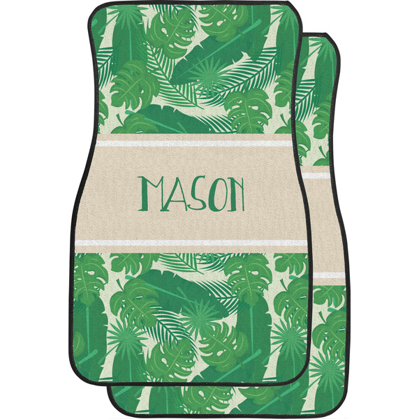 Custom Tropical Leaves #2 Car Floor Mats (Front Seat) w/ Name or Text