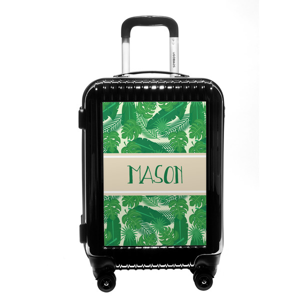 Custom Tropical Leaves #2 Carry On Hard Shell Suitcase w/ Name or Text
