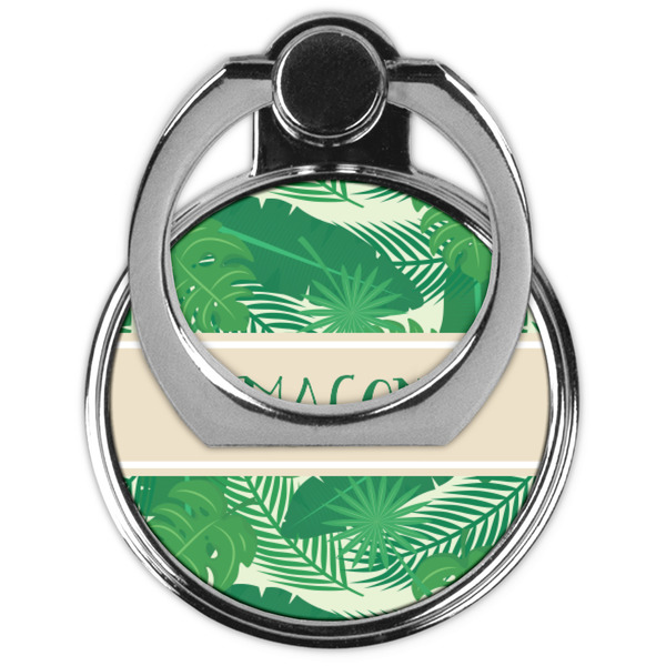 Tropical Leaves #2 Cell Phone Ring Stand & Holder - Front (Collapsed)