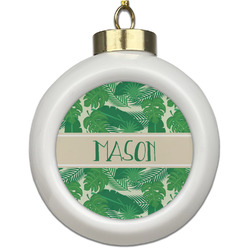 Tropical Leaves #2 Ceramic Ball Ornament (Personalized)
