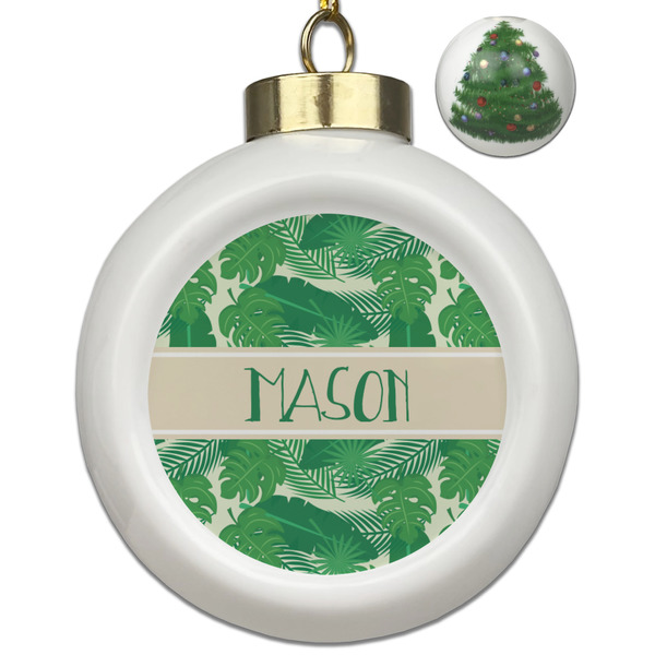 Custom Tropical Leaves #2 Ceramic Ball Ornament - Christmas Tree (Personalized)