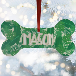 Tropical Leaves #2 Ceramic Dog Ornament w/ Name or Text