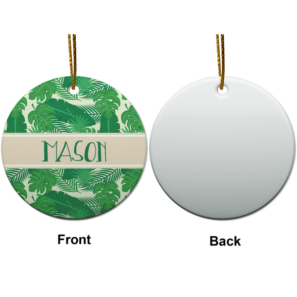 Tropical Leaves #2 Ceramic Flat Ornament - Circle Front & Back (APPROVAL)