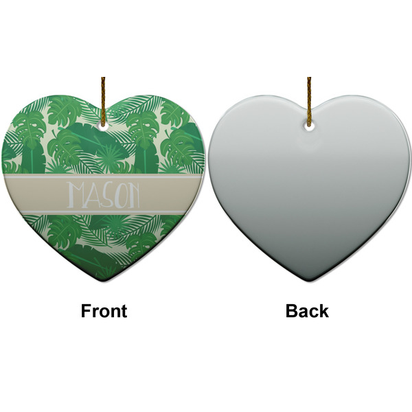 Tropical Leaves #2 Ceramic Flat Ornament - Heart Front & Back (APPROVAL)