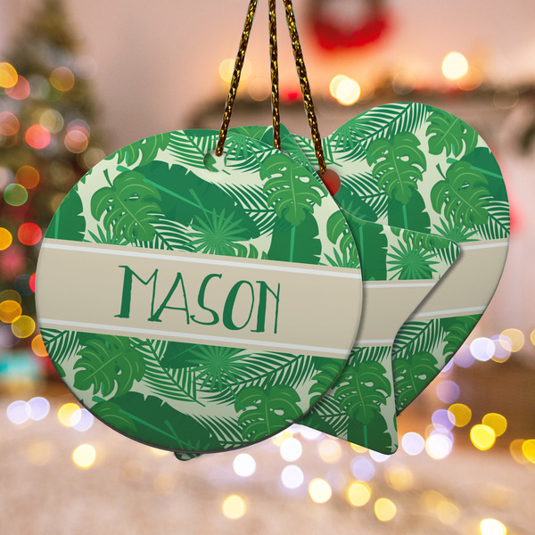 Custom Tropical Leaves #2 Ceramic Ornament w/ Name or Text