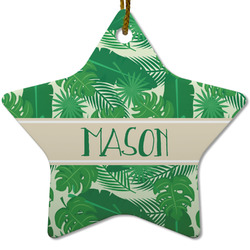 Tropical Leaves #2 Star Ceramic Ornament w/ Name or Text