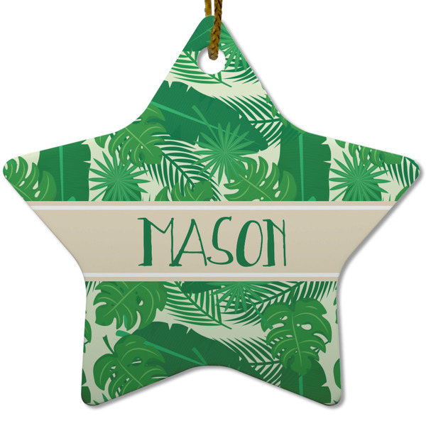 Custom Tropical Leaves #2 Star Ceramic Ornament w/ Name or Text