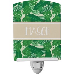Tropical Leaves #2 Ceramic Night Light w/ Name or Text