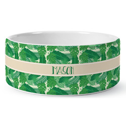Tropical Leaves #2 Ceramic Dog Bowl (Personalized)