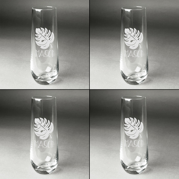 Tropical Leaves #2 Champagne Flute - Set of 4 - Approval