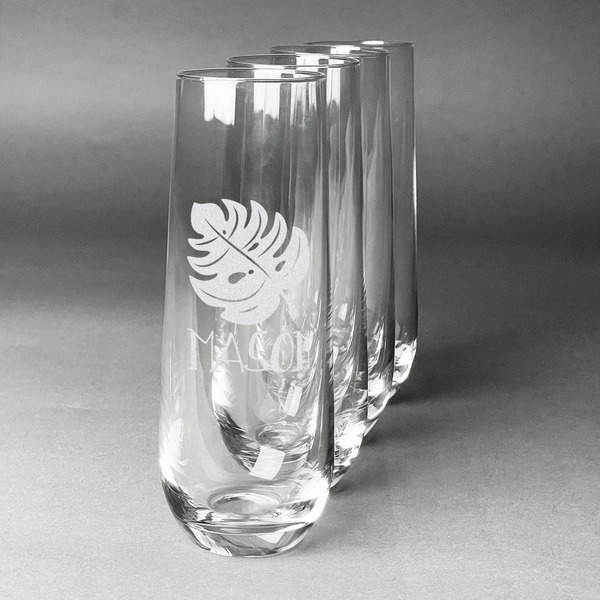 Tropical Leaves #2 Champagne Flute - Set of 4 - Front/Main