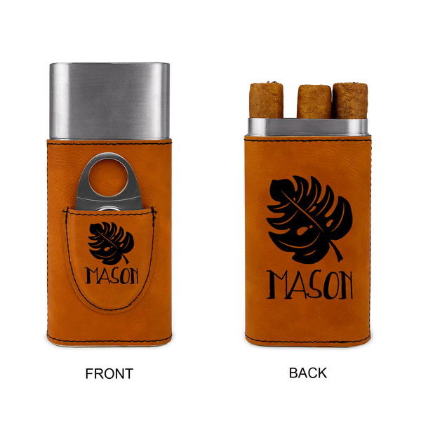 Tropical Leaves #2 Cigar Case with Cutter - Double Sided - Approval