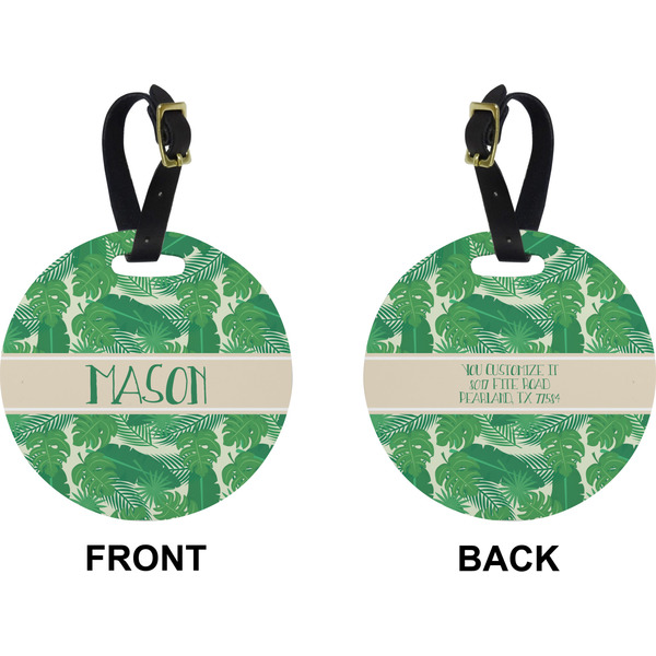 Tropical Leaves 2 Circle Luggage Tag (Front + Back)