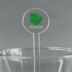 Tropical Leaves #2 7" Round Plastic Stir Sticks - Clear (Personalized)