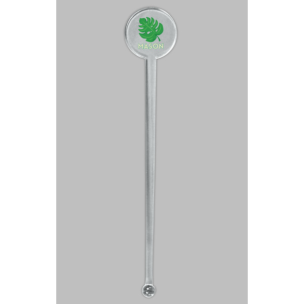Tropical Leaves #2 Clear Plastic 7" Stir Stick - Round - Single Stick