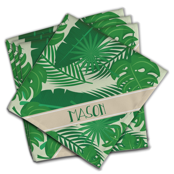 Custom Tropical Leaves #2 Cloth Dinner Napkins - Set of 4 w/ Name or Text