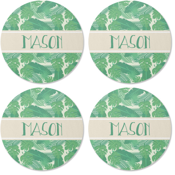Tropical Leaves 2 Coaster Round Rubber Back - Apvl
