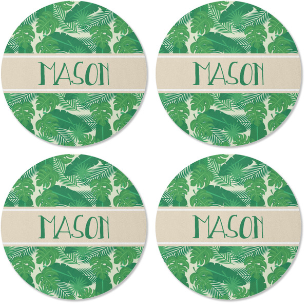 Tropical Leaves 2 Coaster Round Rubber Back - Apvl