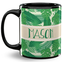 Tropical Leaves #2 11 Oz Coffee Mug - Black (Personalized)
