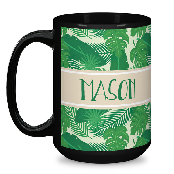 Tropical Leaves #2 Coffee Mug - 15 oz - Black
