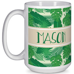 Tropical Leaves #2 15 Oz Coffee Mug - White (Personalized)