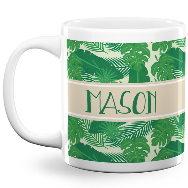 Custom Tropical Leaves #2 20 Oz Coffee Mug - White (Personalized)