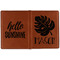 Tropical Leaves 2 Cognac Leather Passport Holder Outside Double Sided - Apvl