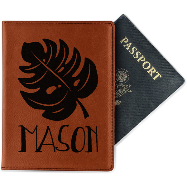 Custom Tropical Leaves #2 Passport Holder - Faux Leather (Personalized)