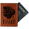 Tropical Leaves 2 Cognac Leather Passport Holder With Passport - Main