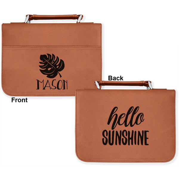 Tropical Leaves 2 Cognac Leatherette Bible Covers - Large Double Sided Apvl