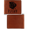 Tropical Leaves 2 Cognac Leatherette Bifold Wallets - Front and Back Single Sided - Apvl
