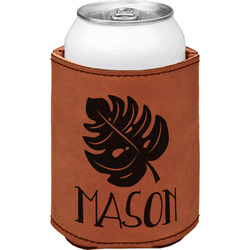Tropical Leaves #2 Leatherette Can Sleeve - Double Sided (Personalized)