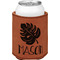 Tropical Leaves 2 Cognac Leatherette Can Sleeve - Single Front