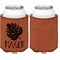 Tropical Leaves 2 Cognac Leatherette Can Sleeve - Single Sided Front and Back