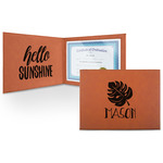 Tropical Leaves #2 Leatherette Certificate Holder - Front and Inside (Personalized)