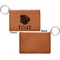 Tropical Leaves 2 Cognac Leatherette Keychain ID Holders - Front Apvl
